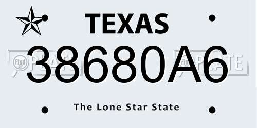 38680A6 Texas License Plate