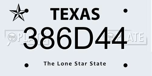386D44 Texas License Plate