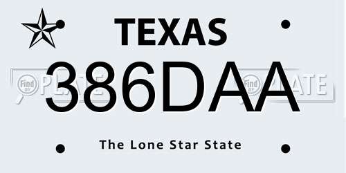 386DAA Texas License Plate