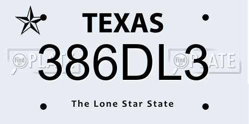 386DL3 Texas License Plate