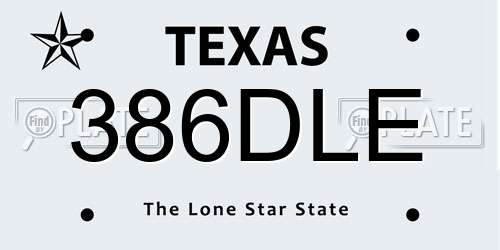 386DLE Texas License Plate