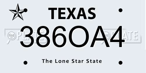 386OA4 Texas License Plate