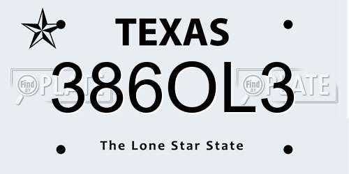 386OL3 Texas License Plate