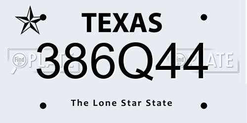 386Q44 Texas License Plate