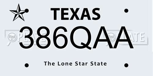 386QAA Texas License Plate