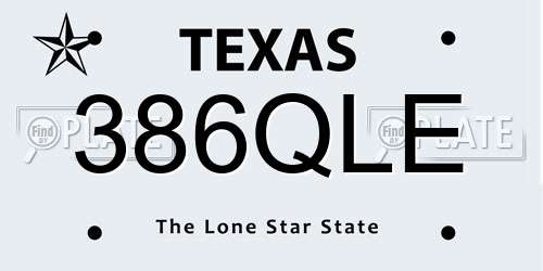 386QLE Texas License Plate