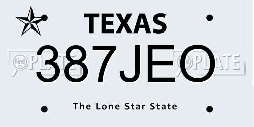 387JEO Texas License Plate