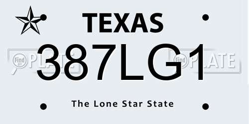 387LG1 Texas License Plate