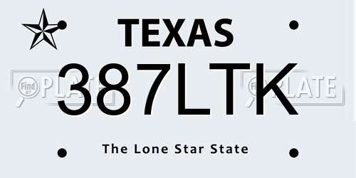 387LTK Texas License Plate
