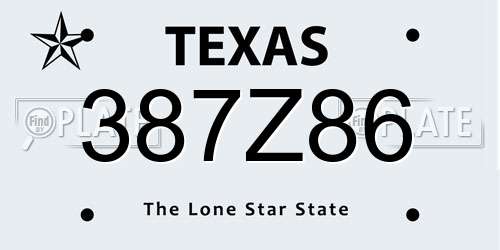 387Z86 Texas License Plate