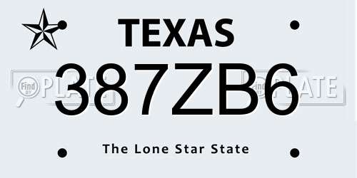 387ZB6 Texas License Plate
