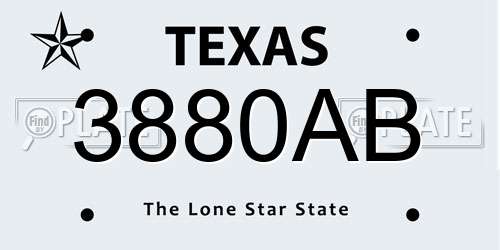 3880AB Texas License Plate