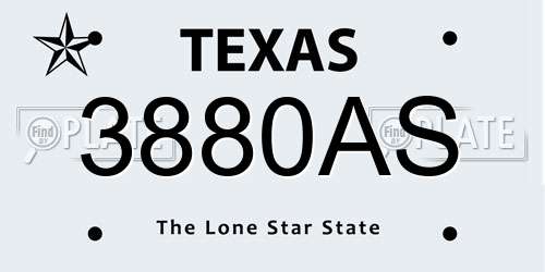 3880AS Texas License Plate
