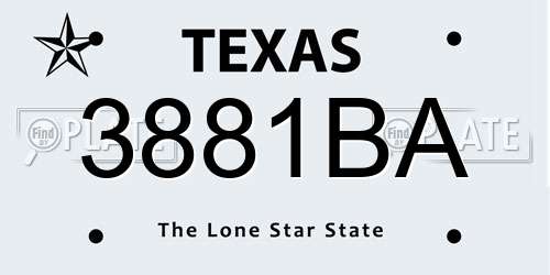 3881BA Texas License Plate