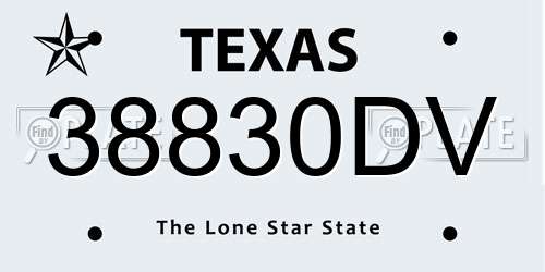 38830DV Texas License Plate
