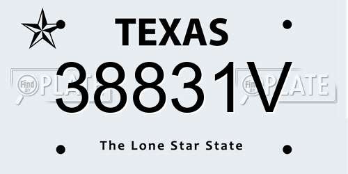 38831V Texas License Plate