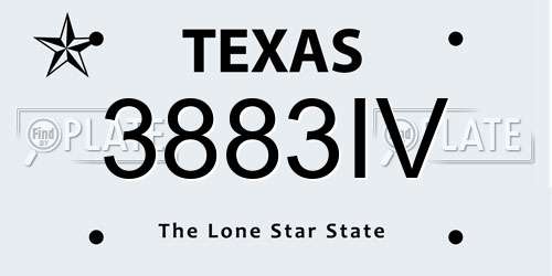 3883IV Texas License Plate