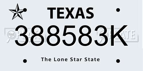 388583K Texas License Plate