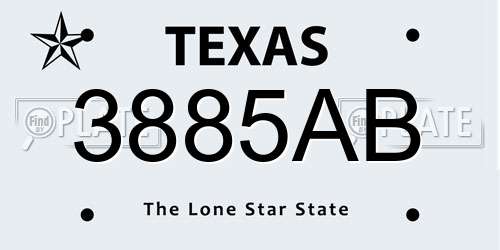 3885AB Texas License Plate