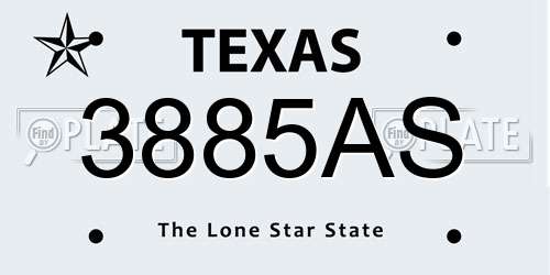 3885AS Texas License Plate
