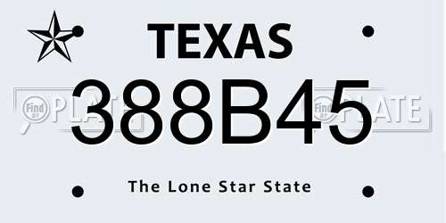 388B45 Texas License Plate