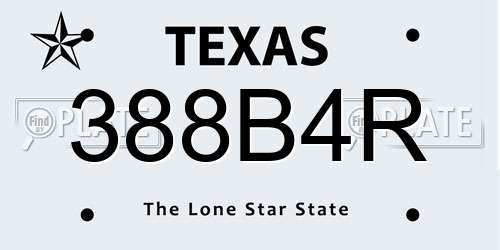 388B4R Texas License Plate