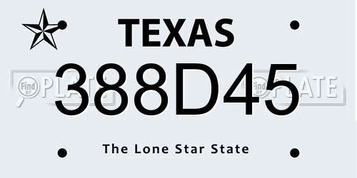 388D45 Texas License Plate