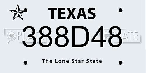 388D48 Texas License Plate
