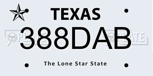 388DAB Texas License Plate