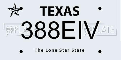 388EIV Texas License Plate