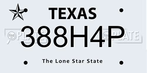 388H4P Texas License Plate