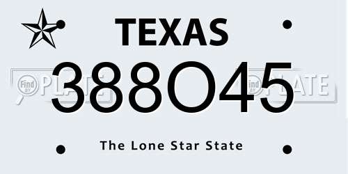 388O45 Texas License Plate
