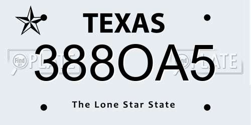 388OA5 Texas License Plate