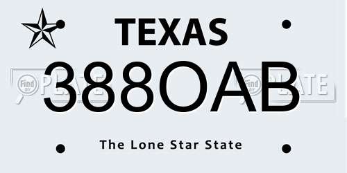 388OAB Texas License Plate