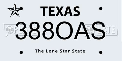 388OAS Texas License Plate