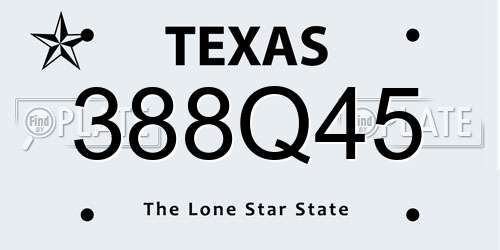 388Q45 Texas License Plate