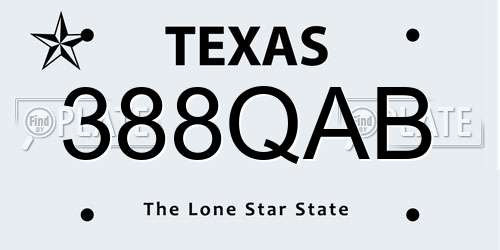 388QAB Texas License Plate