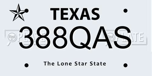 388QAS Texas License Plate