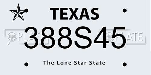 388S45 Texas License Plate