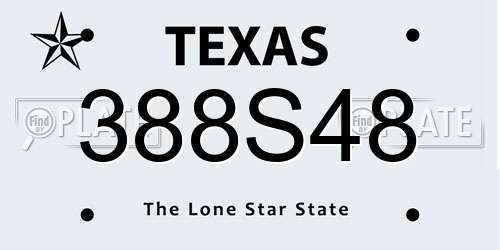 388S48 Texas License Plate