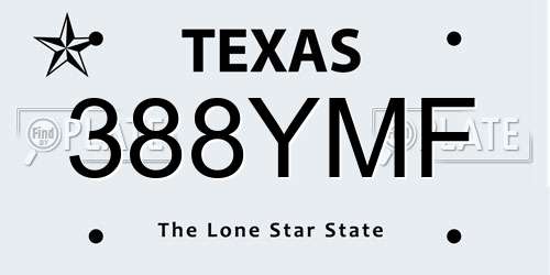 388YMF Texas License Plate