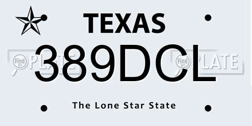389DCL Texas License Plate