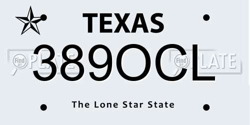 389OCL Texas License Plate
