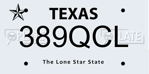 389QCL Texas License Plate