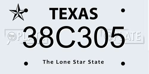 38C305 Texas License Plate