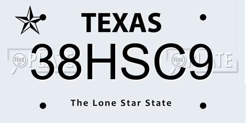 38HSC9 Texas License Plate