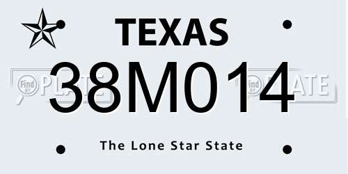 38M014 Texas License Plate