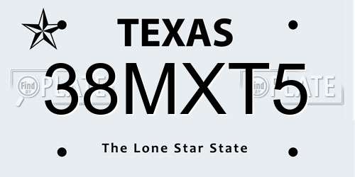 38MXT5 Texas License Plate