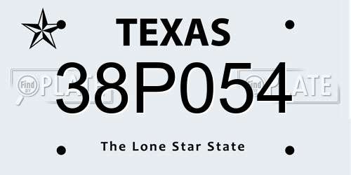 38P054 Texas License Plate