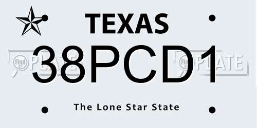38PCD1 Texas License Plate
